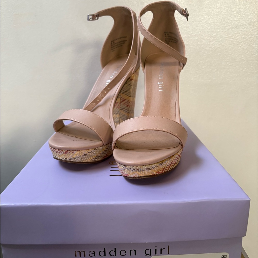 Madden Girl Nude and Multicolor Platform Heels